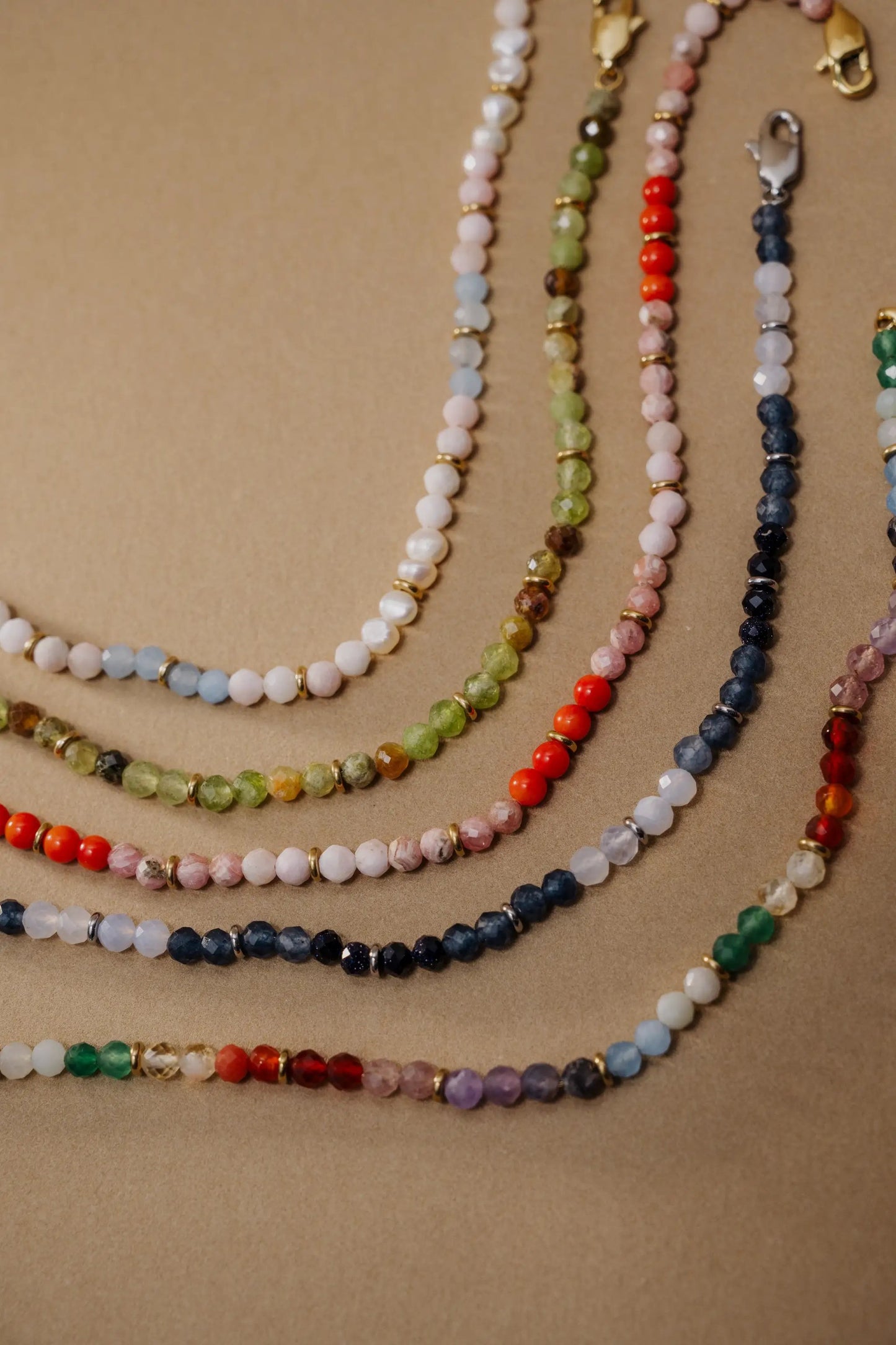 Coral Ombre Beaded Anklet and Semi Precious Gems