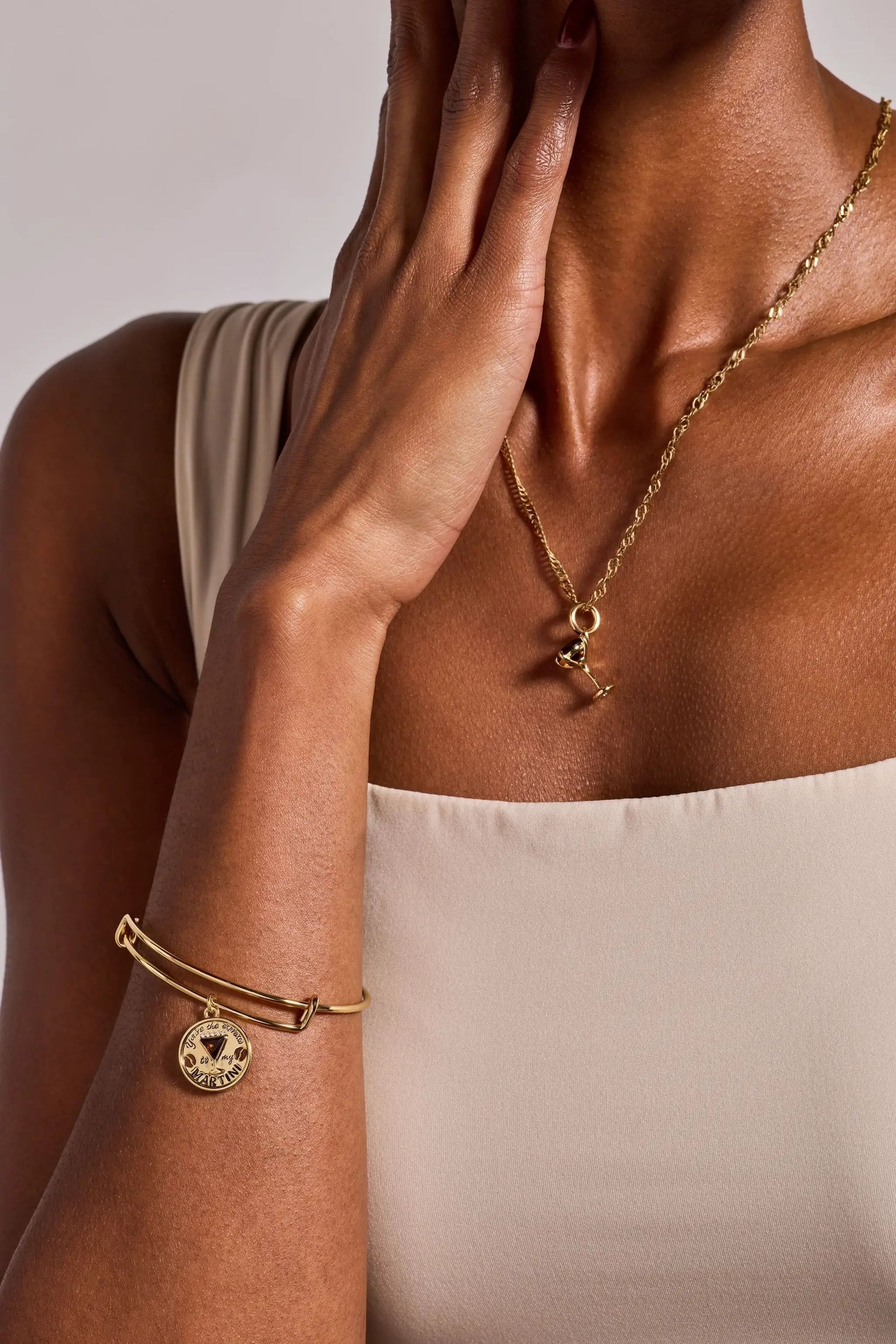 You’re The Espresso To My Martini Charm Bangle by ALEX AND ANI; gold-tone bracelet with coin charm on Tampa Home & Garden Store