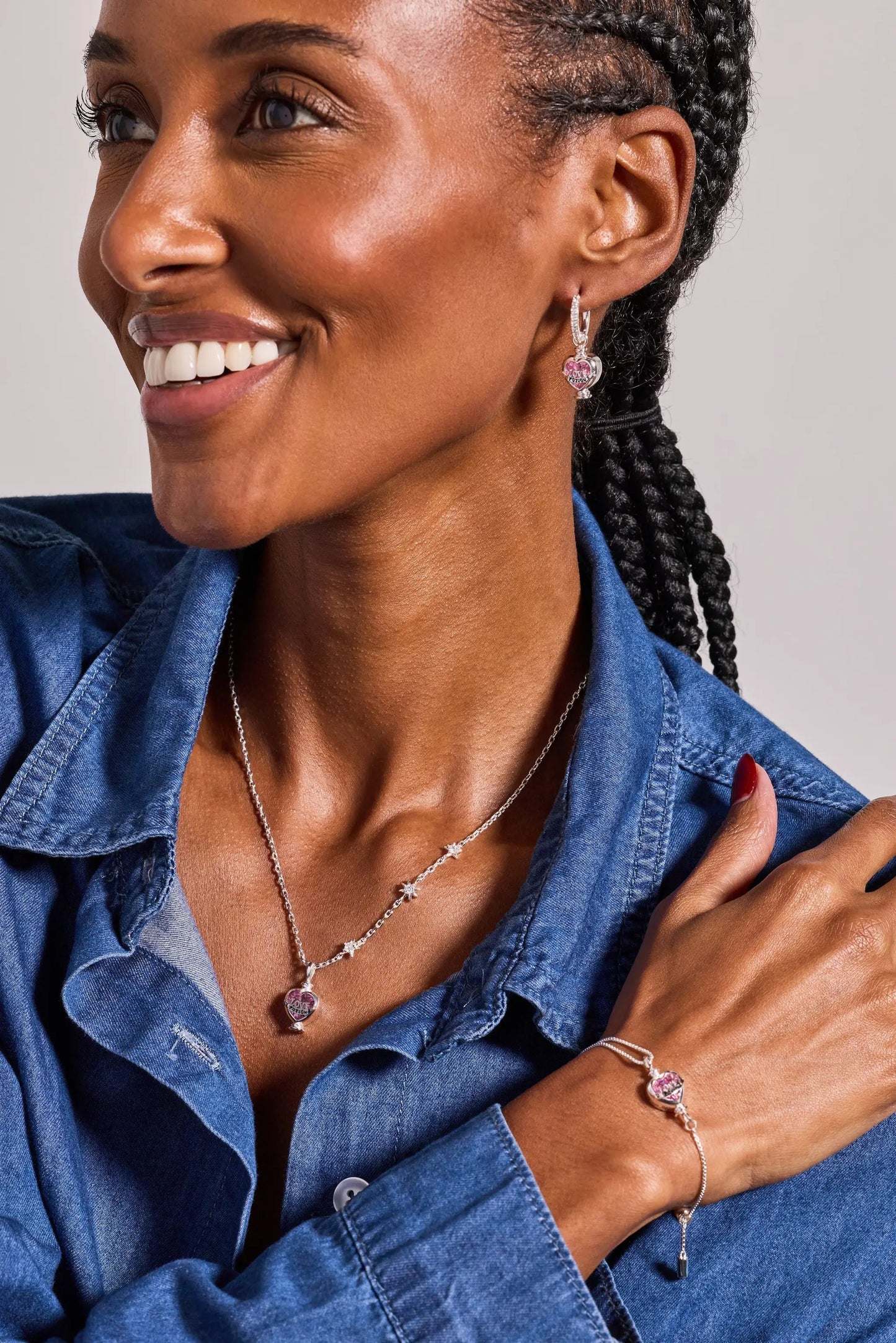 Harry Potter Love Potion Crystal Pull Chain Bracelet by ALEX AND ANI with pink heart pendant on Tampa Home & Garden Store