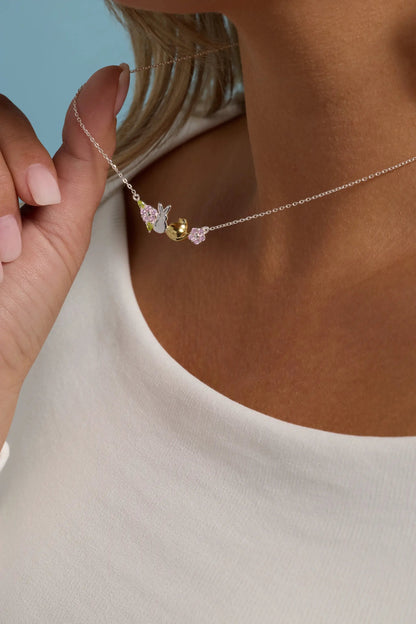 Alex and Ani PEEPS Precious Peepsake Necklace with bunny charm and pink crystals, silver chain on Tampa Home & Garden Store