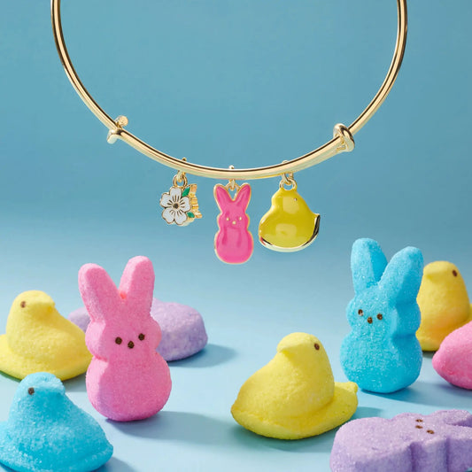 Alex and Ani PEEPS Chick and Bunny Multi Charm Bangle with flower and chick charms on Tampa Home & Garden Store