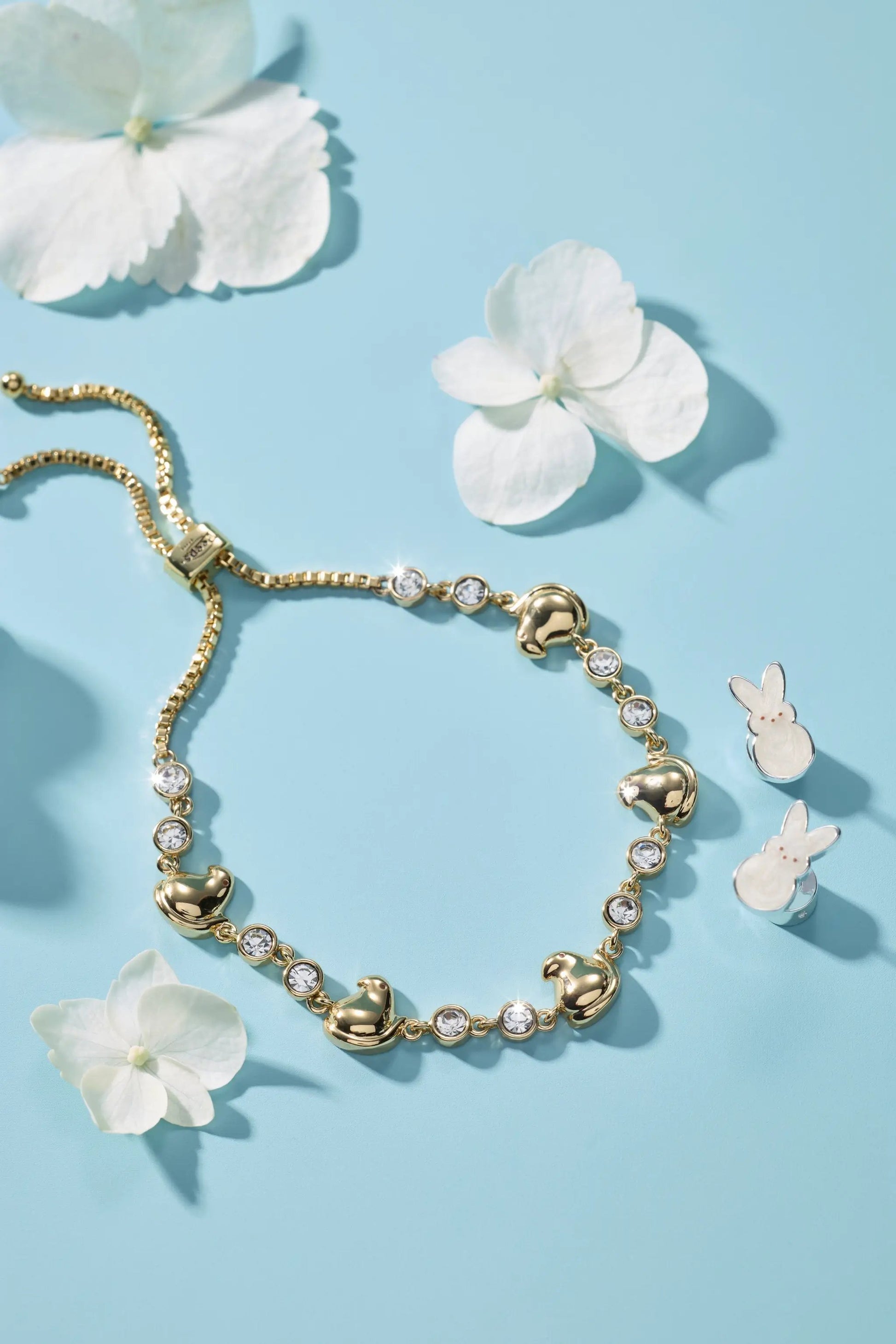 PEEPS Chick Bolo Bracelet by ALEX AND ANI gold-tone chain with crystal accents on Tampa Home & Garden Store