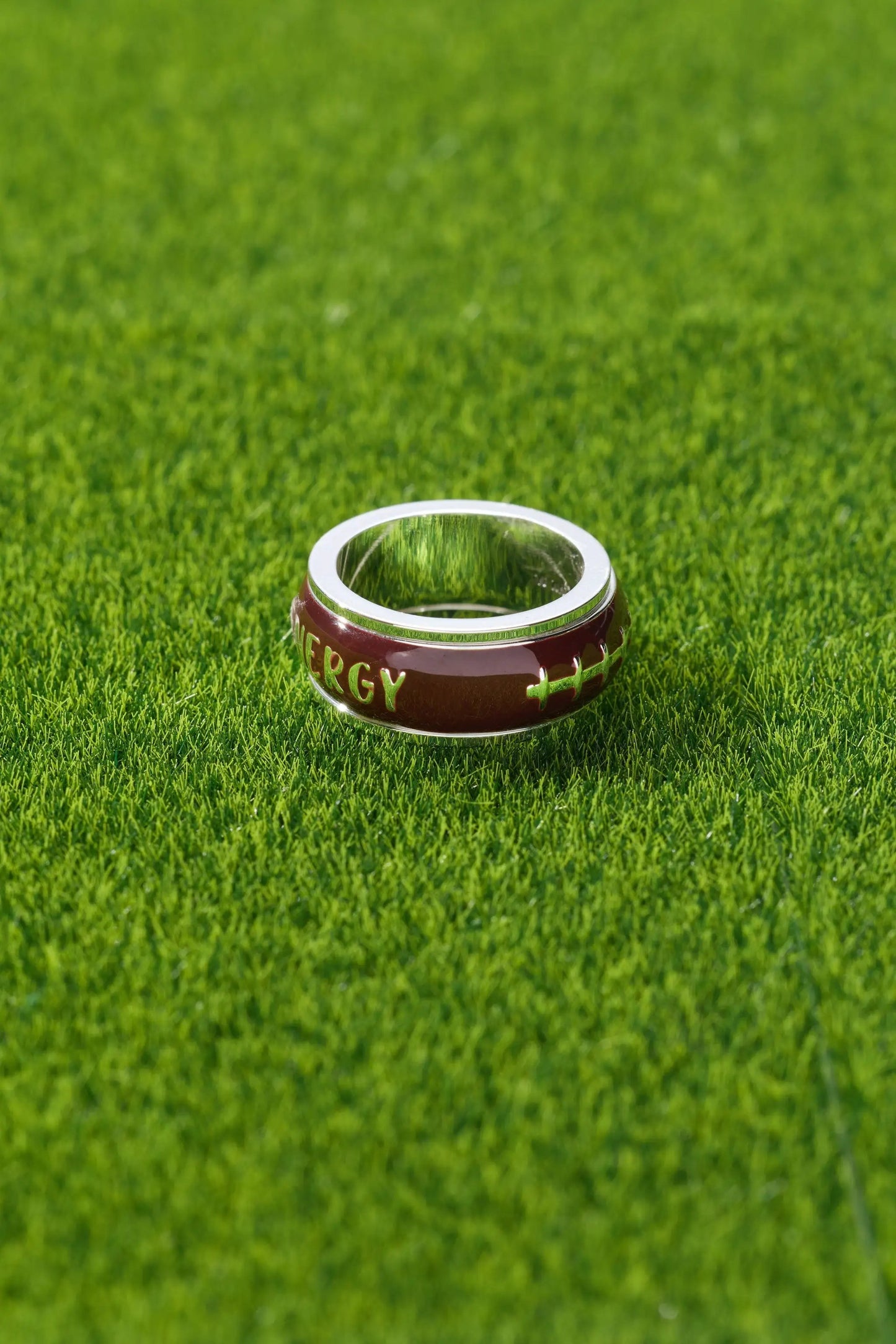 Football Fidget Ring brown enamel band with silver edge by ALEX AND ANI on Tampa Home & Garden Store