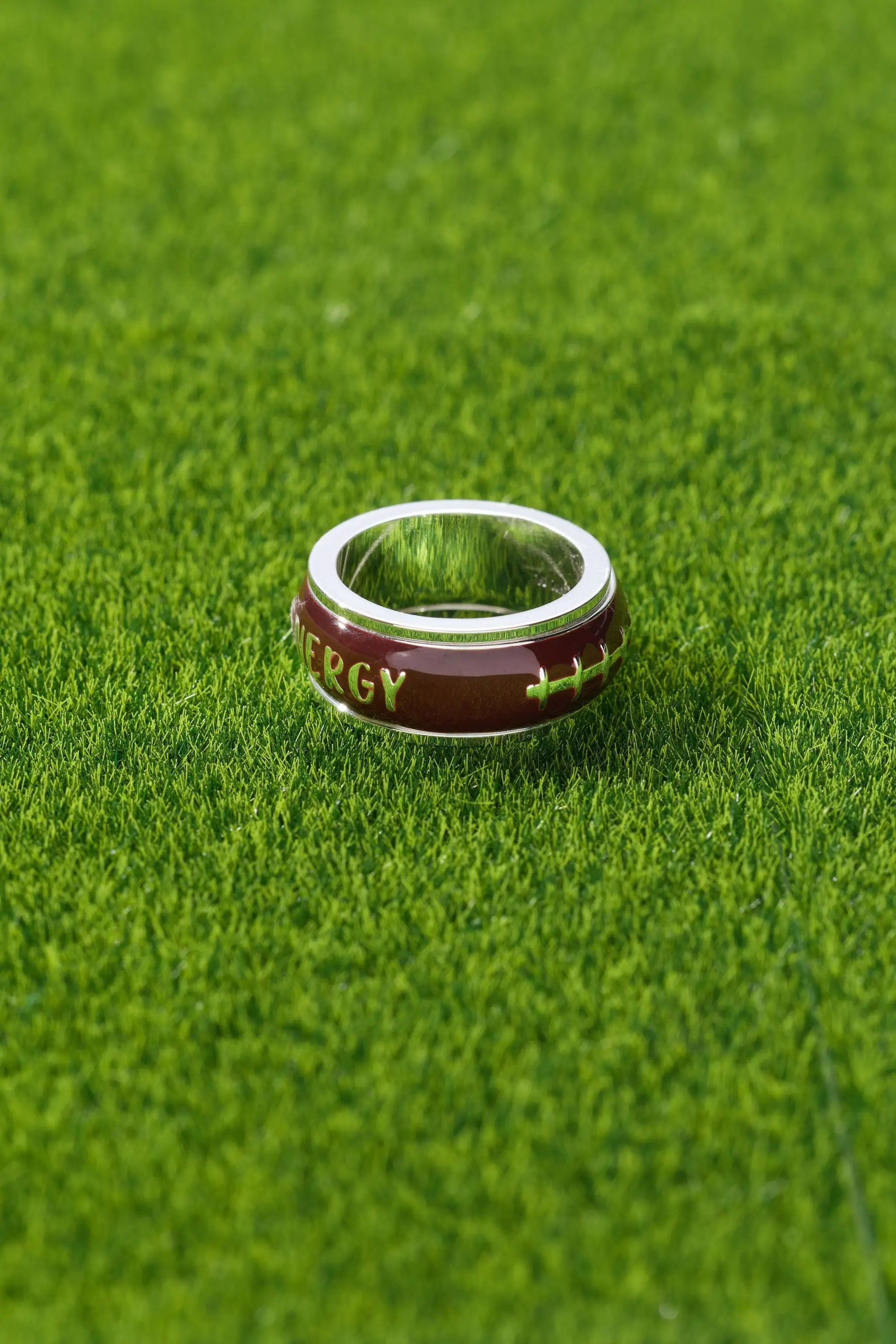 Football Fidget Ring brown enamel band with silver edge by ALEX AND ANI on Tampa Home & Garden Store