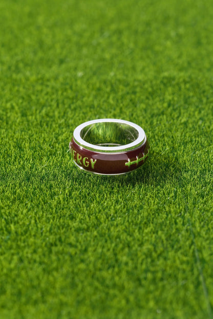 Football Fidget Ring brown enamel band with silver edge by ALEX AND ANI on Tampa Home & Garden Store