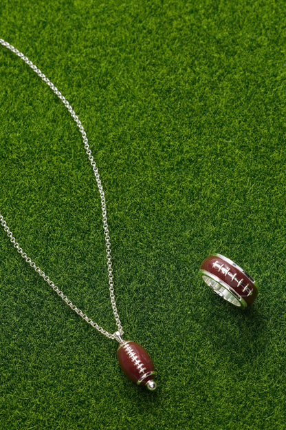 Football Fidget Ring by ALEX AND ANI on a silver chain with football beads on Tampa Home & Garden Store