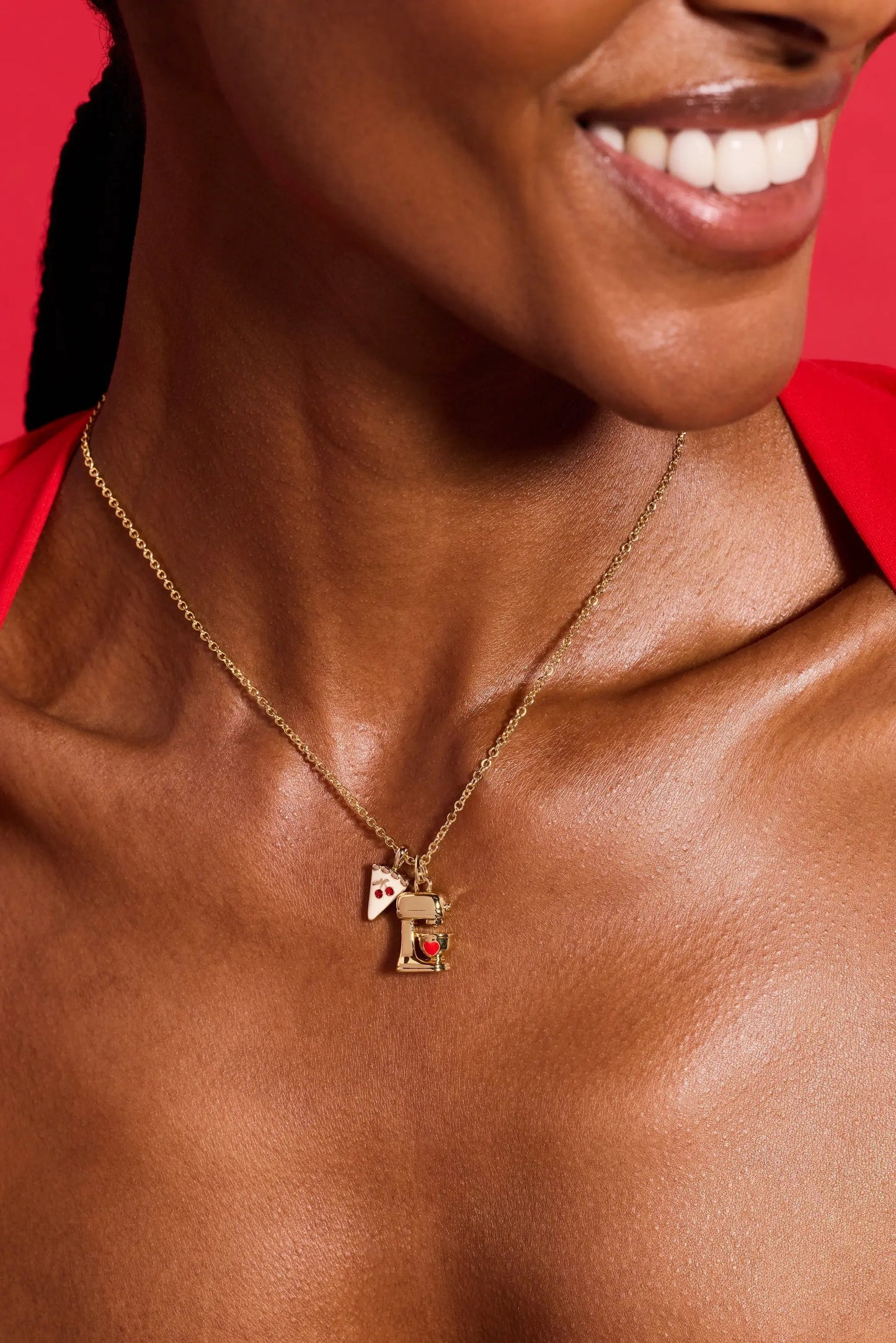 Mixer Charm and Cake Slice Pendant Necklace