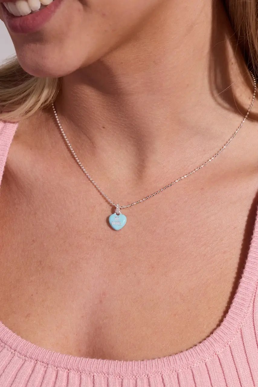 Sweethearts Be Mine pendant necklace by Alex and Ani with turquoise heart charm on silver chain on Tampa Home & Garden Store