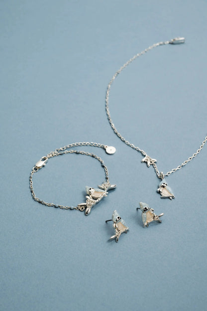 Tufted Titmouse Bird Pendant Necklace by ALEX AND ANI, enamel charms on Tampa Home & Garden Store