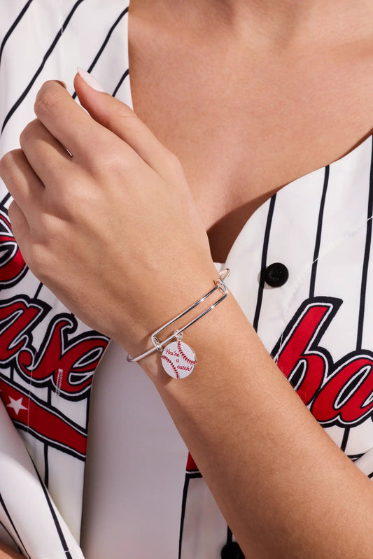 You're A Catch baseball charm bangle, silver-tone Alex and Ani bracelet with baseball charm on Tampa Home & Garden Store