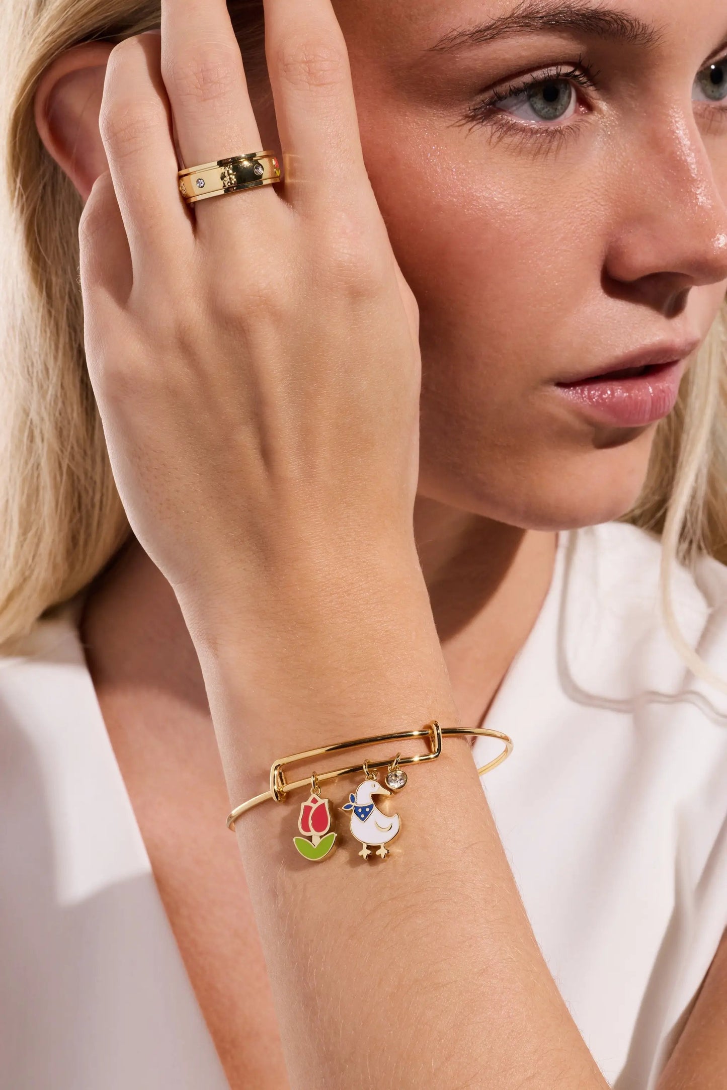 Garden Party Fidget Ring with Crystals and Ducks