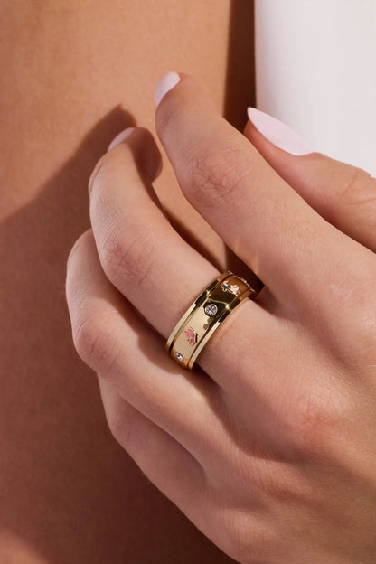 Garden Party Fidget Ring with Crystals and Ducks