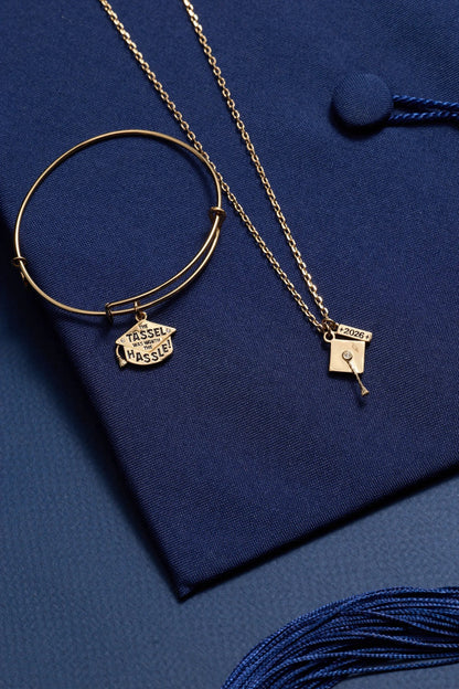 The Tassel Was Worth The Hassle charm bangle by ALEX AND ANI, tassel charm 2 gold bracelets on Tampa Home & Garden Store