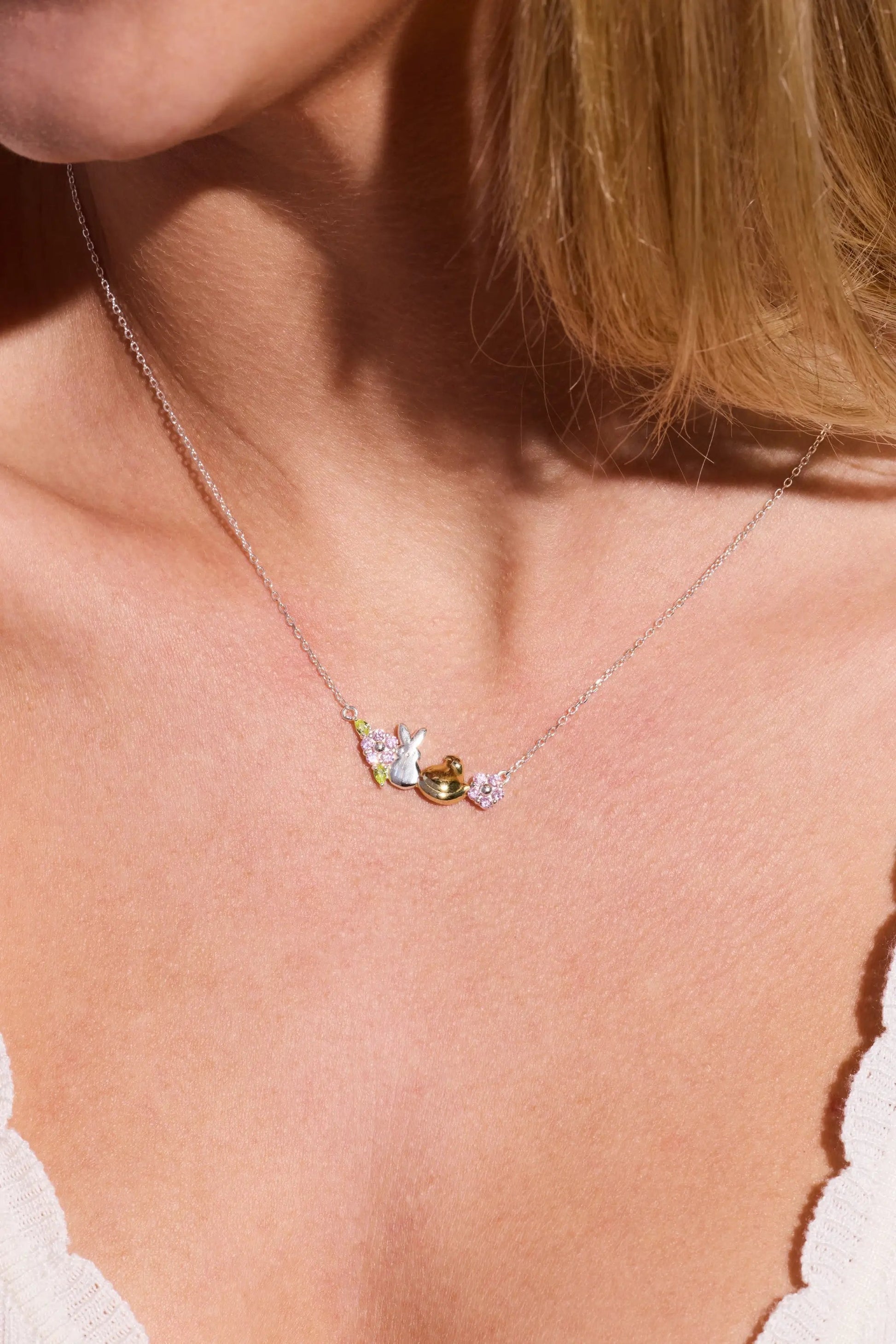 Necklace PEEPS Precious Peepsake by ALEX AND ANI with silver chain and colorful crystals on Tampa Home & Garden Store