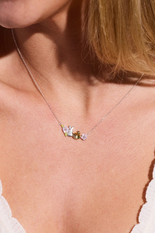 Necklace PEEPS Precious Peepsake by ALEX AND ANI with silver chain and colorful crystals on Tampa Home & Garden Store