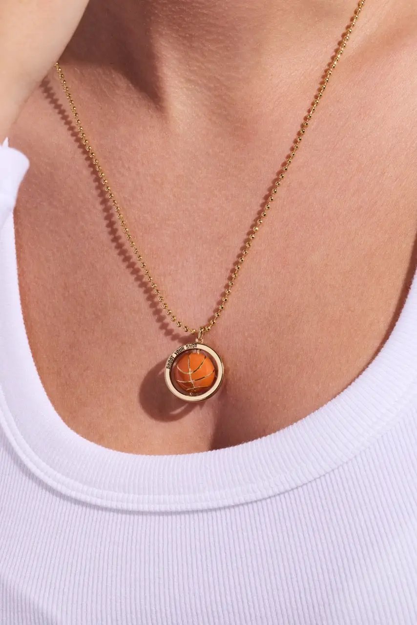 Basketball Spinner Pendant with Enamel Detail