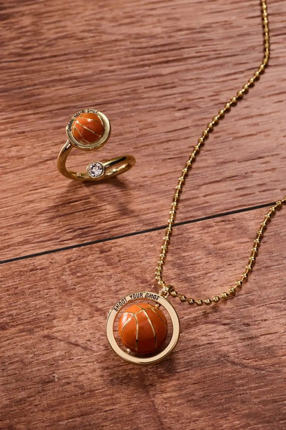 Basketball Spinner Pendant with Enamel Detail