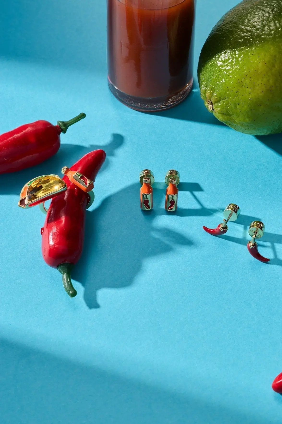 Alex and Ani Taco Hot Sauce Pepper Stud Set earrings with orange peppers on Tampa Garden Store on Tampa Home & Garden Store