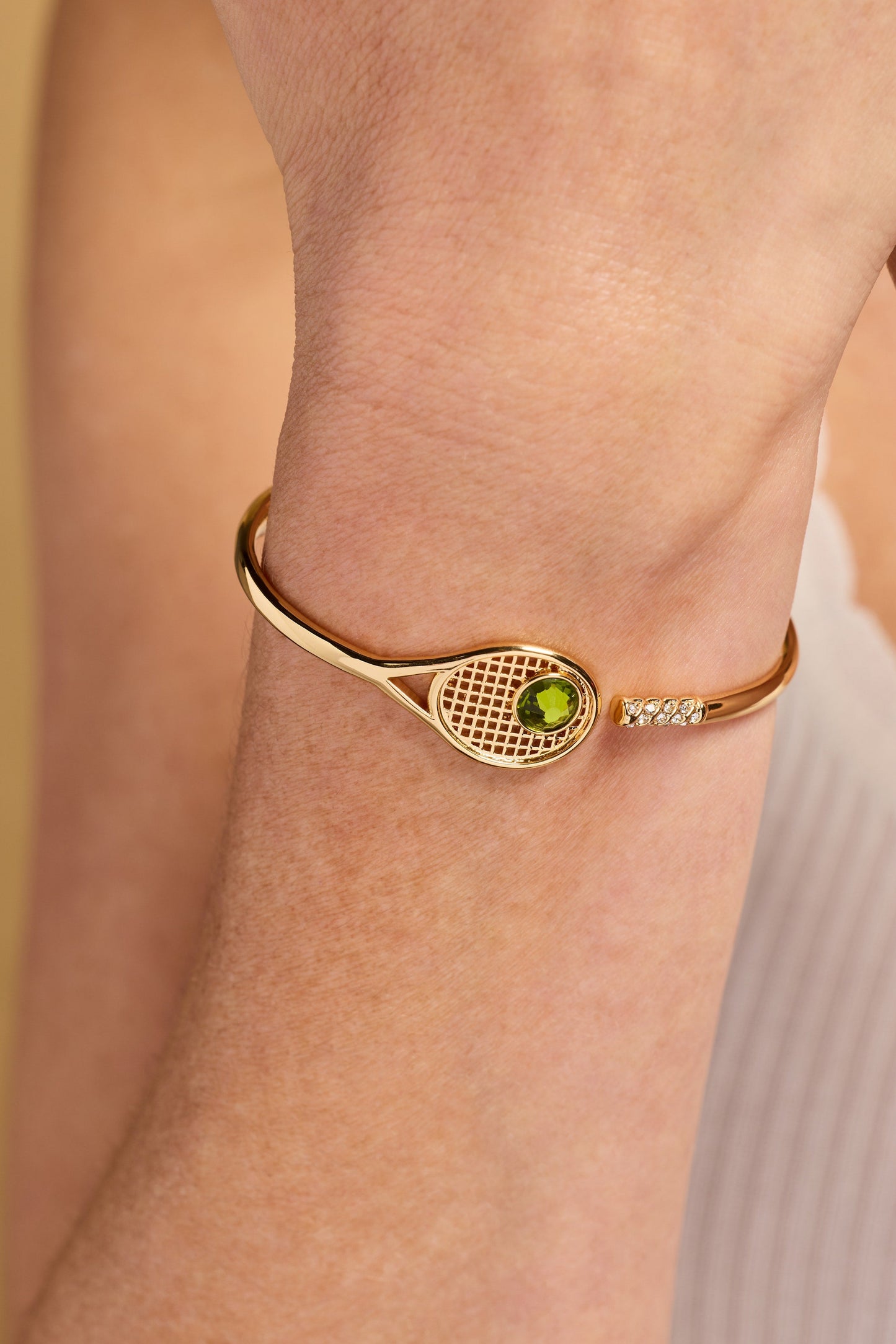 Tennis Racket Hinge Cuff Bracelet and Crystal
