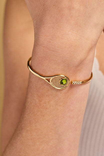 Tennis Racket Hinge Cuff Bracelet and Crystal