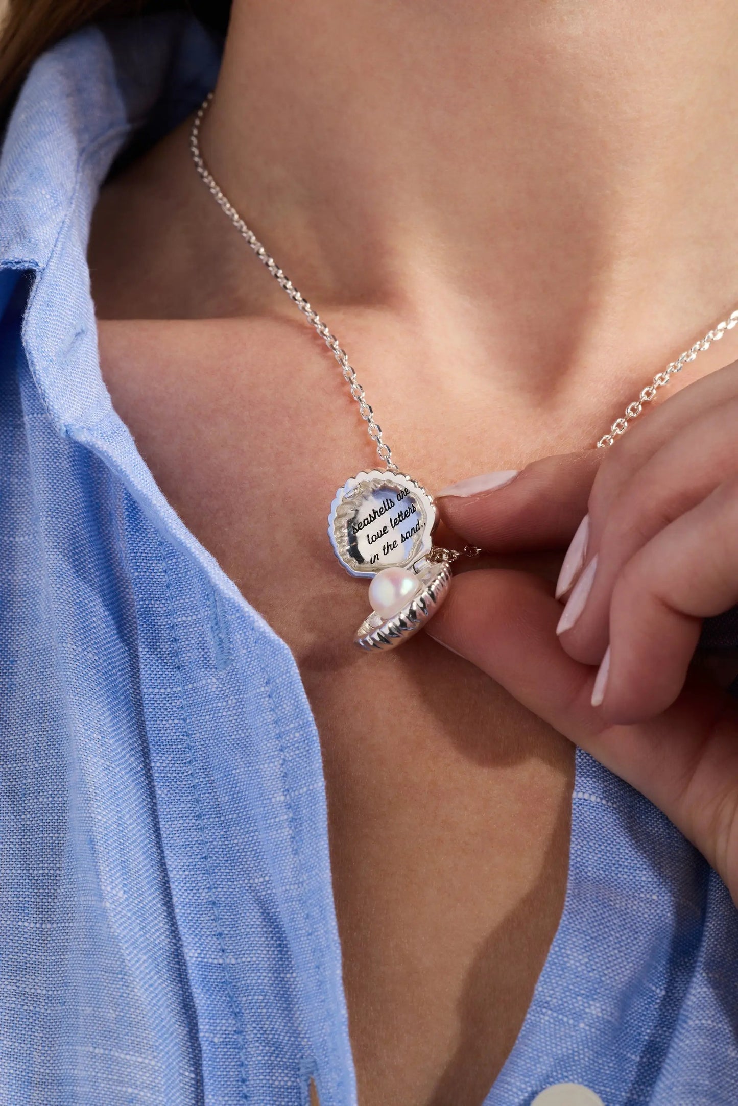Salt and Sea Seashell Locket Pendant With Pearl