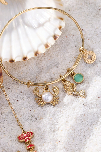 Sea Creature Multi Charm Bangle with Crab Manatee