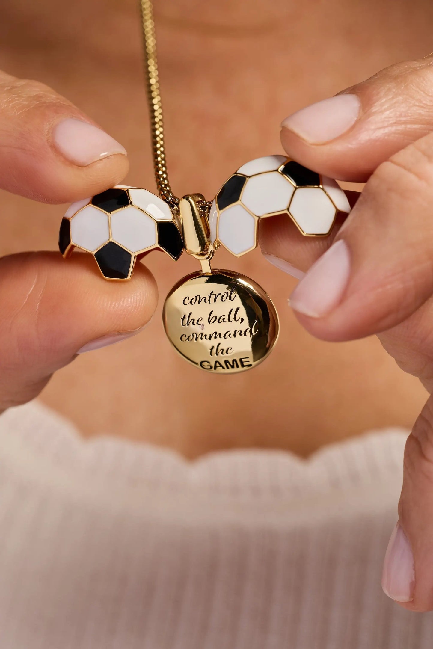 Soccer Ball Locket Necklace With Command the Game