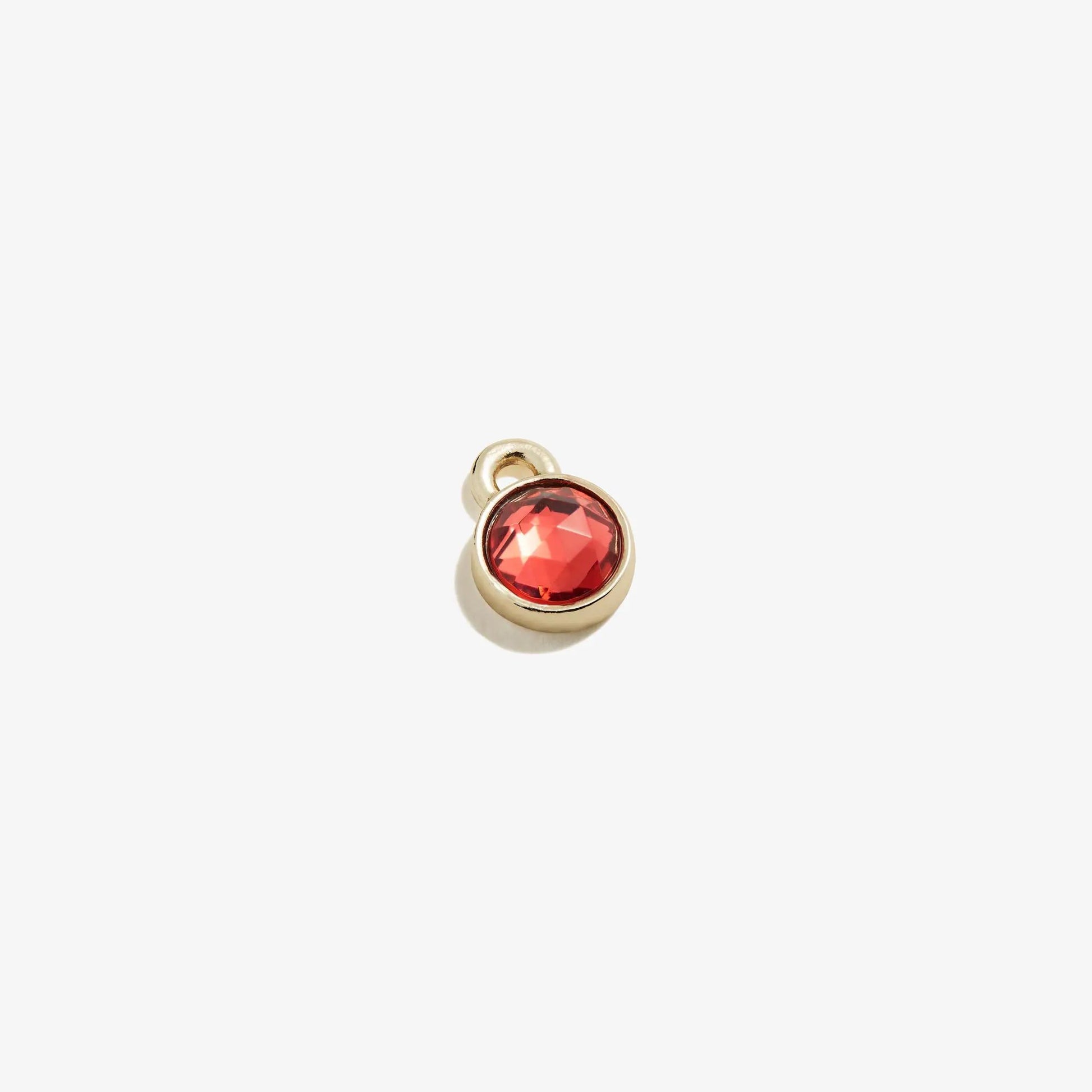 Rose Hoop Earring Charm by Alex and Ani, gold-tone hoop with red faceted gem on Tampa Home & Garden Store