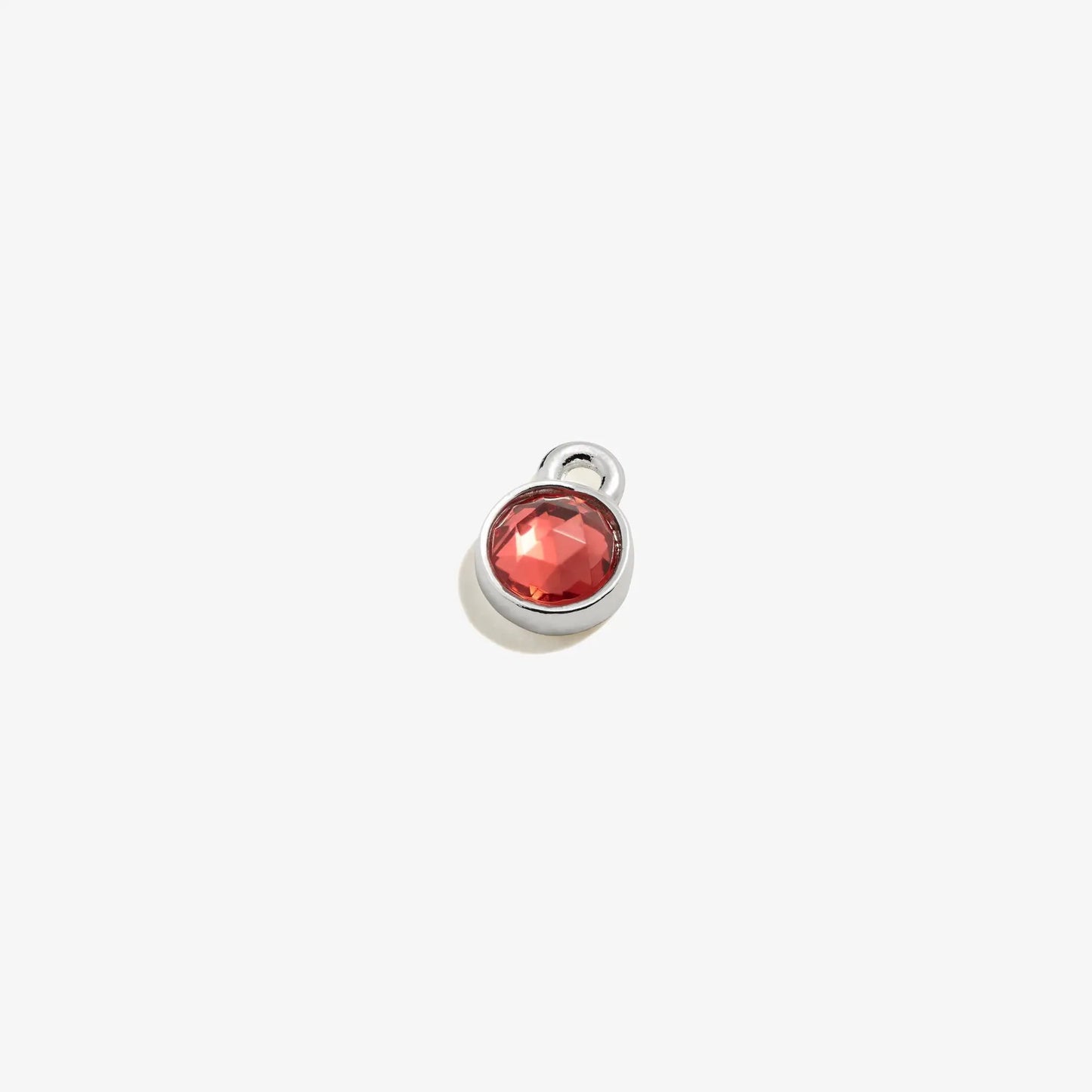 Rose hoop earring charm circle with red faceted gem in silver setting by Alex and Ani on Tampa Home & Garden Store