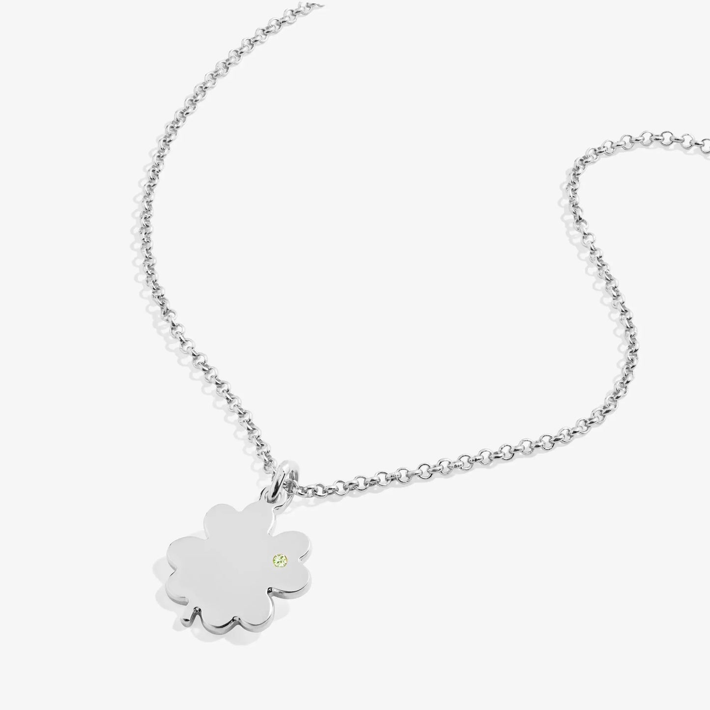 ALEX AND ANI Four-Leaf Clover Necklace 21in silver chain with clover pendant and small gemstone on Tampa Home & Garden Store