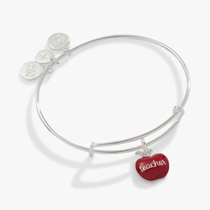 Teacher Apple Charm Bangle Gift for Educators