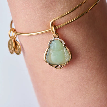 Buddha Charm Bangle by ALEX AND ANI with gold-tone Buddha pendant surrounded by crystals on Tampa Home & Garden Store