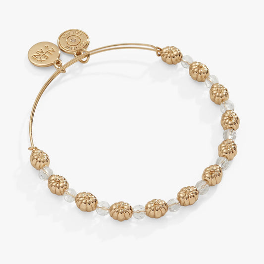 Pumpkin + Crystal Beaded Bangle in gold-tone with clear crystal beads on Tampa Home & Garden Store