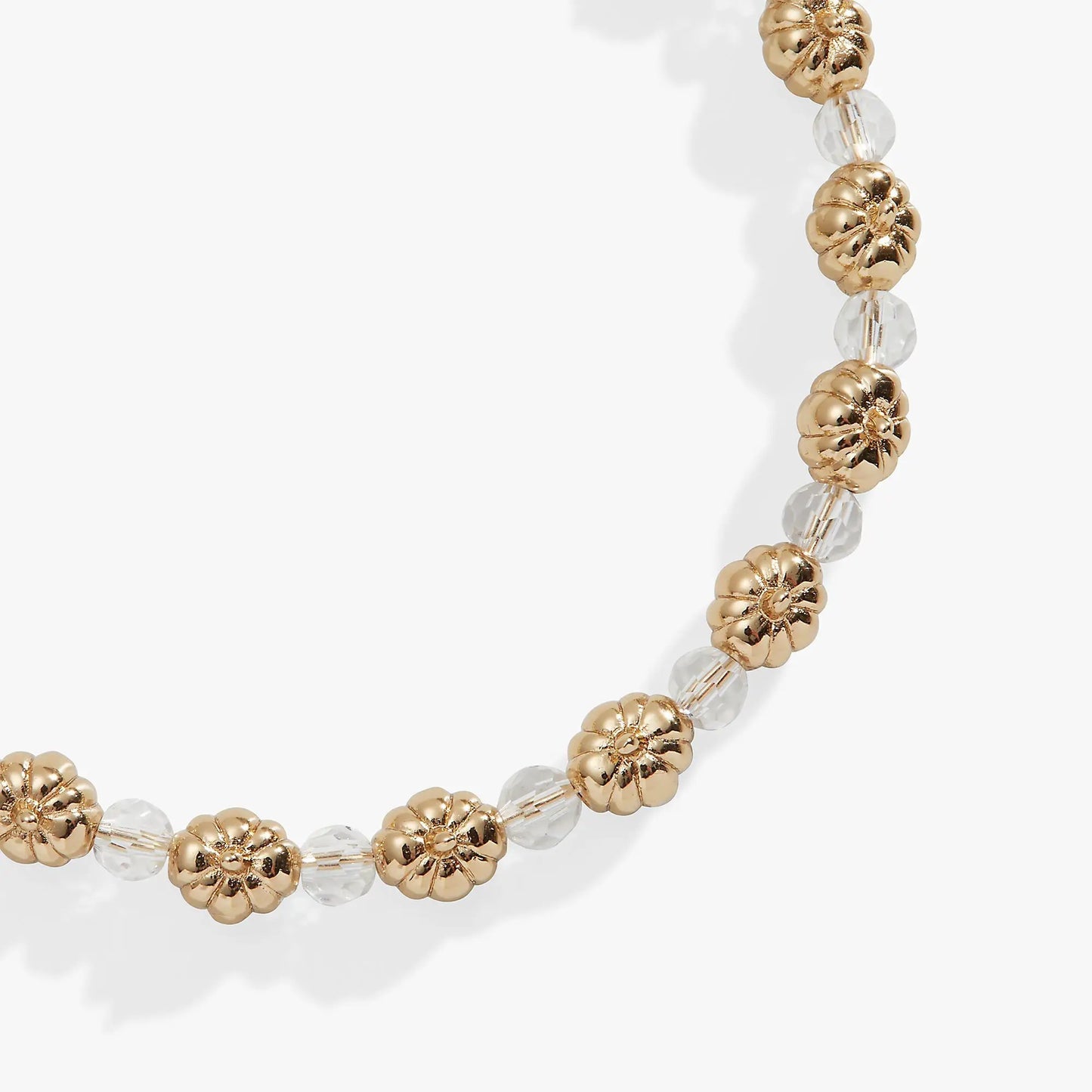 Bracelet: Pumpkin + Crystal Beaded Bangle by ALEX AND ANI with gold pumpkins and clear crystals on Tampa Home & Garden Store