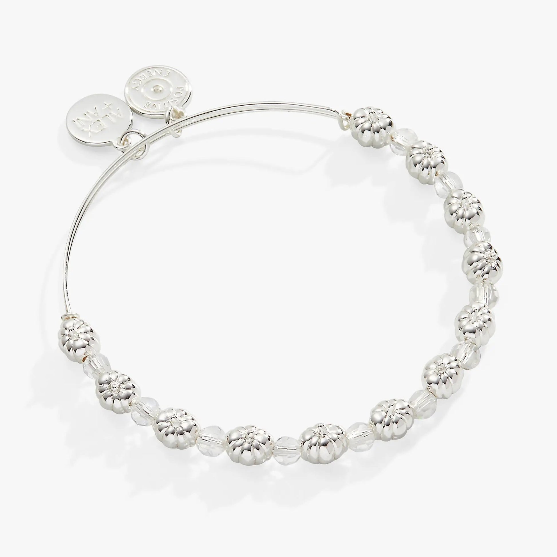 Pumpkin + Crystal Beaded Bangle with silver-tone beads and faceted crystals, ALEX AND ANI on Tampa Home & Garden Store