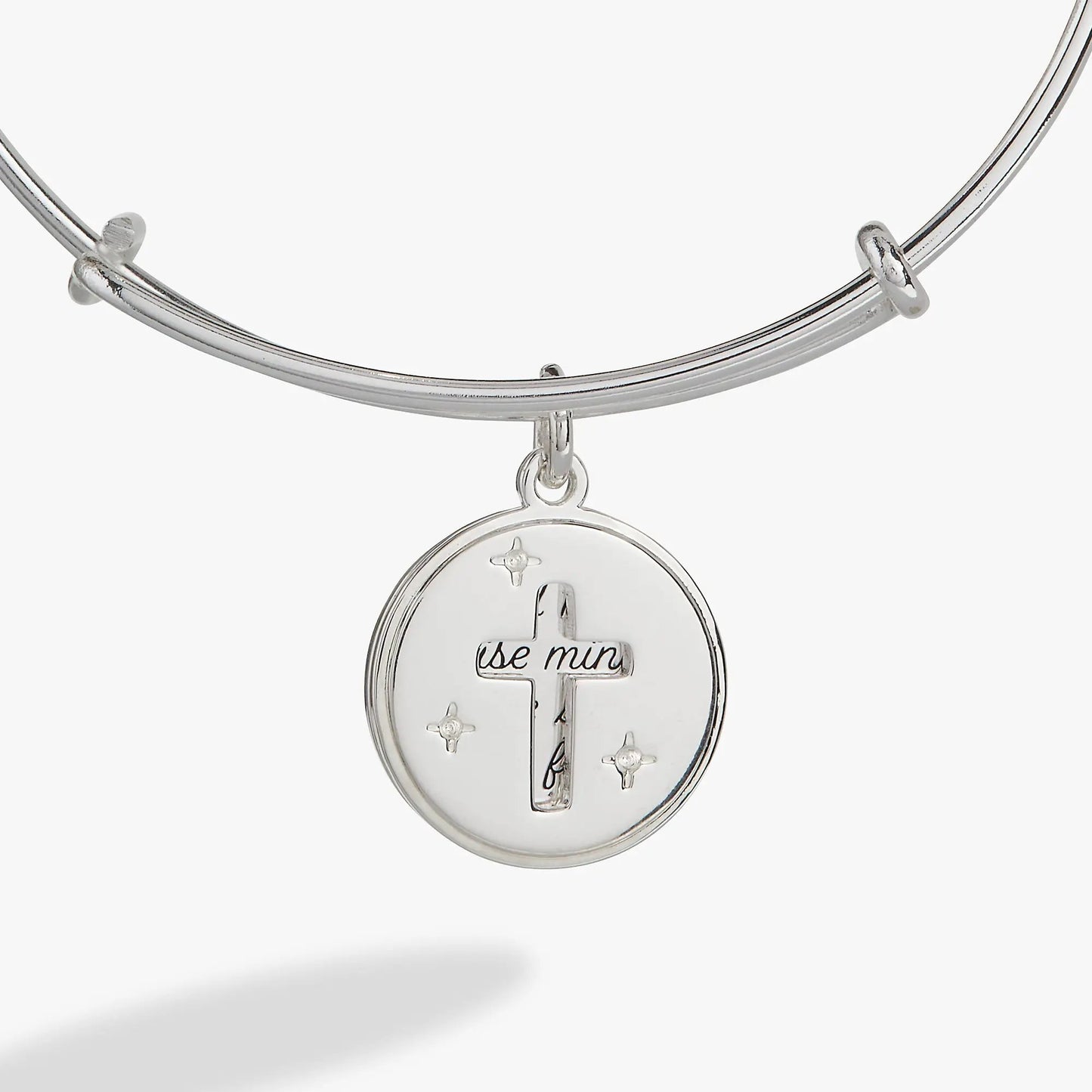 Hidden Message Cross Affirmation Bangle by Alex and Ani silver-tone with be mine charm on Tampa Home & Garden Store