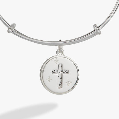 Hidden Message Cross Affirmation Bangle by Alex and Ani silver-tone with be mine charm on Tampa Home & Garden Store