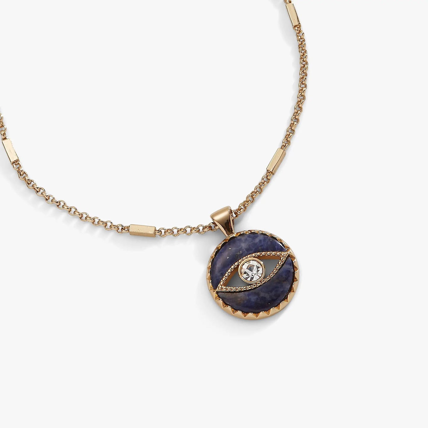 Sodalite Evil Eye Necklace by Alex and Ani, gold-tone chain with blue stone pendant on Tampa Home & Garden Store