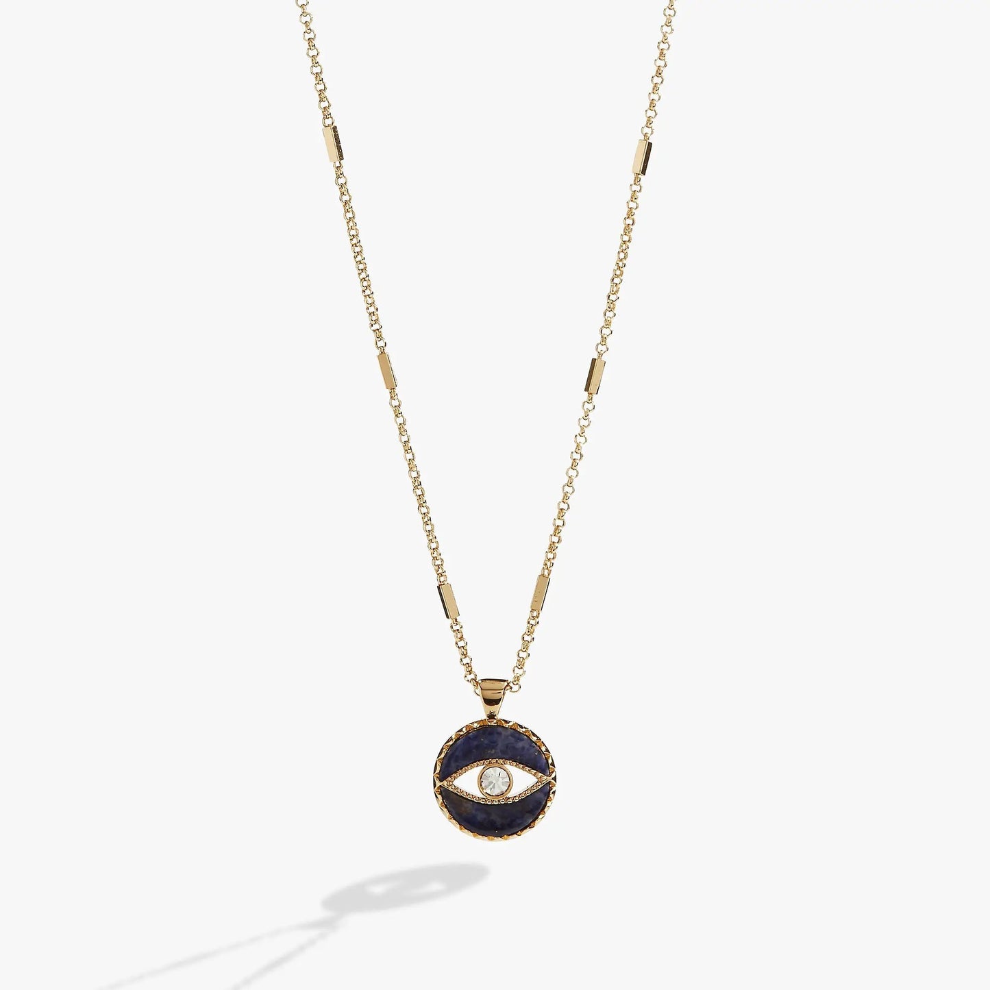 Sodalite Evil Eye Necklace by Alex and Ani with gold-tone chain and blue sodalite pendant on Tampa Home & Garden Store