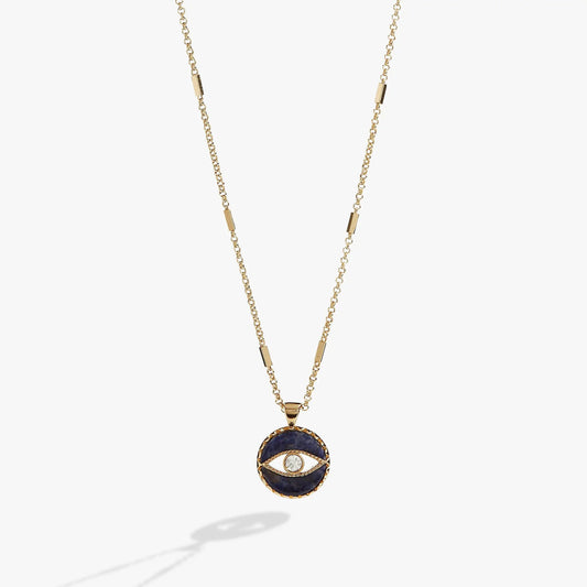 Sodalite Evil Eye Necklace by Alex and Ani with gold-tone chain and blue sodalite pendant on Tampa Home & Garden Store