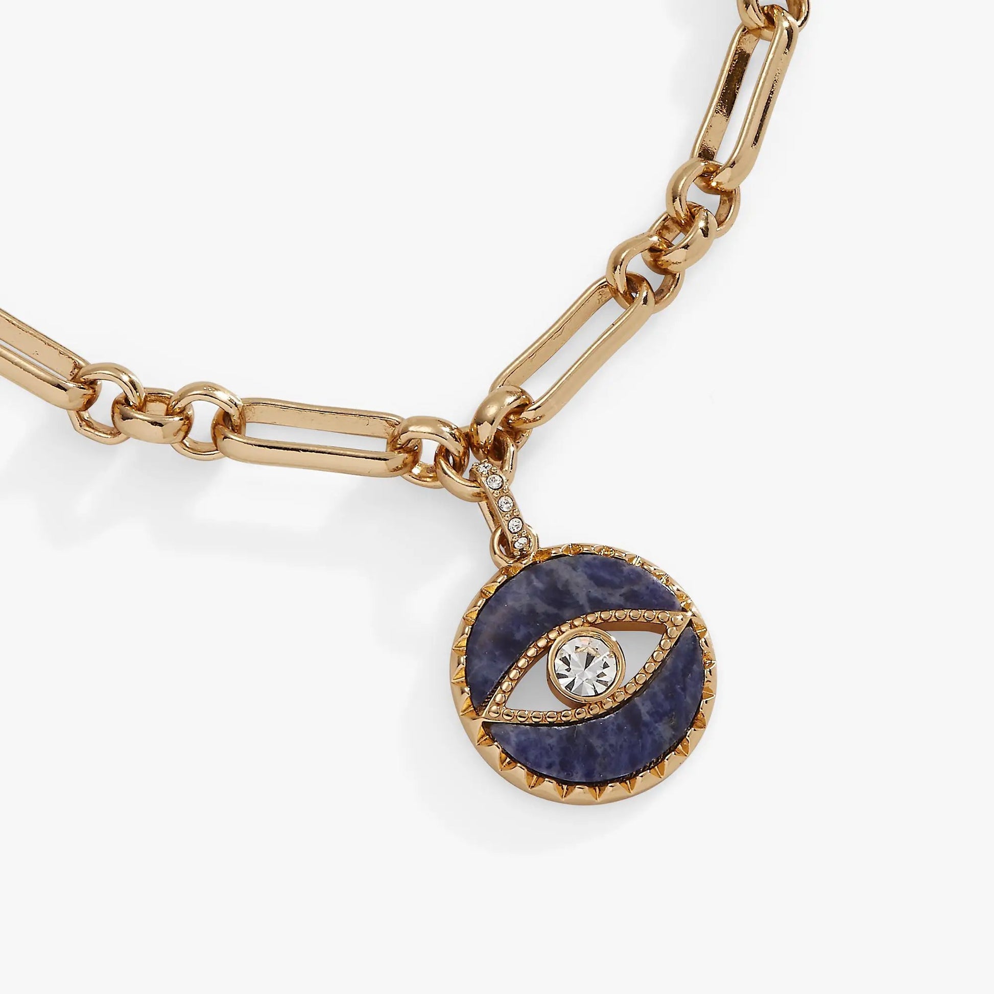 Sodalite Evil Eye Chain Bracelet by ALEX AND ANI, gold-tone link chain with blue stone pendant on Tampa Home & Garden Store