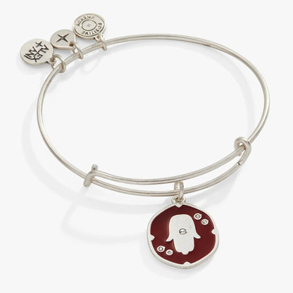Glass Crystal Hamsa Charm Bangle with Crystals