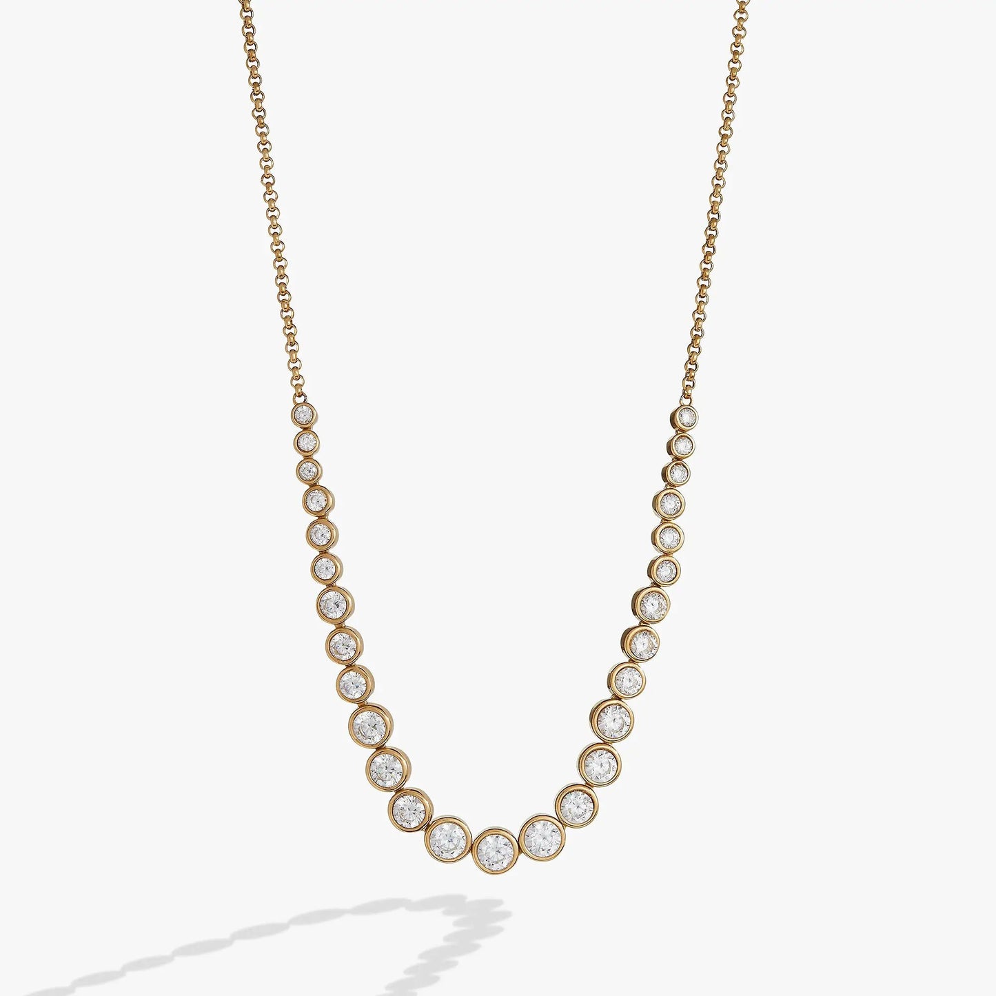 Crystal Tennis Necklace by ALEX AND ANI in gold tone with pave crystals along chain on Tampa Home & Garden Store
