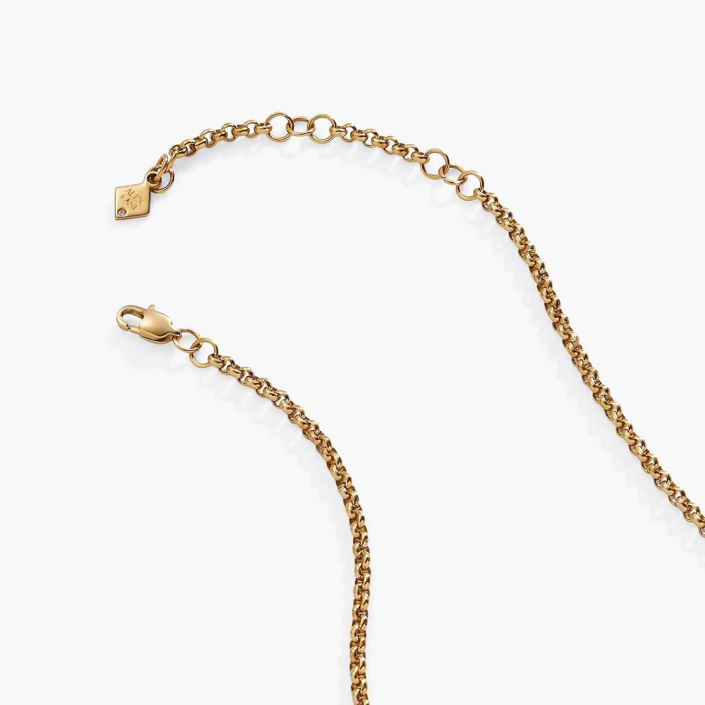 Crystal Tennis Necklace by ALEX AND ANI, gold-tone chain with square logo tag and crystal accent on Tampa Home & Garden Store