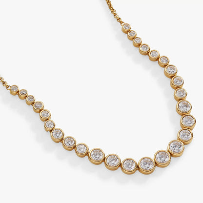 Crystal Tennis Necklace gold-tone bezel-set crystals along a linked chain on Tampa Home & Garden Store