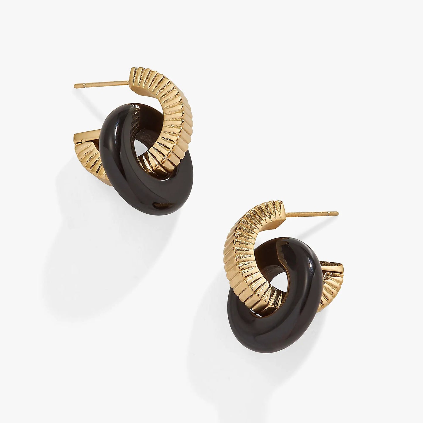 Black Onyx Textured Earrings with Charms