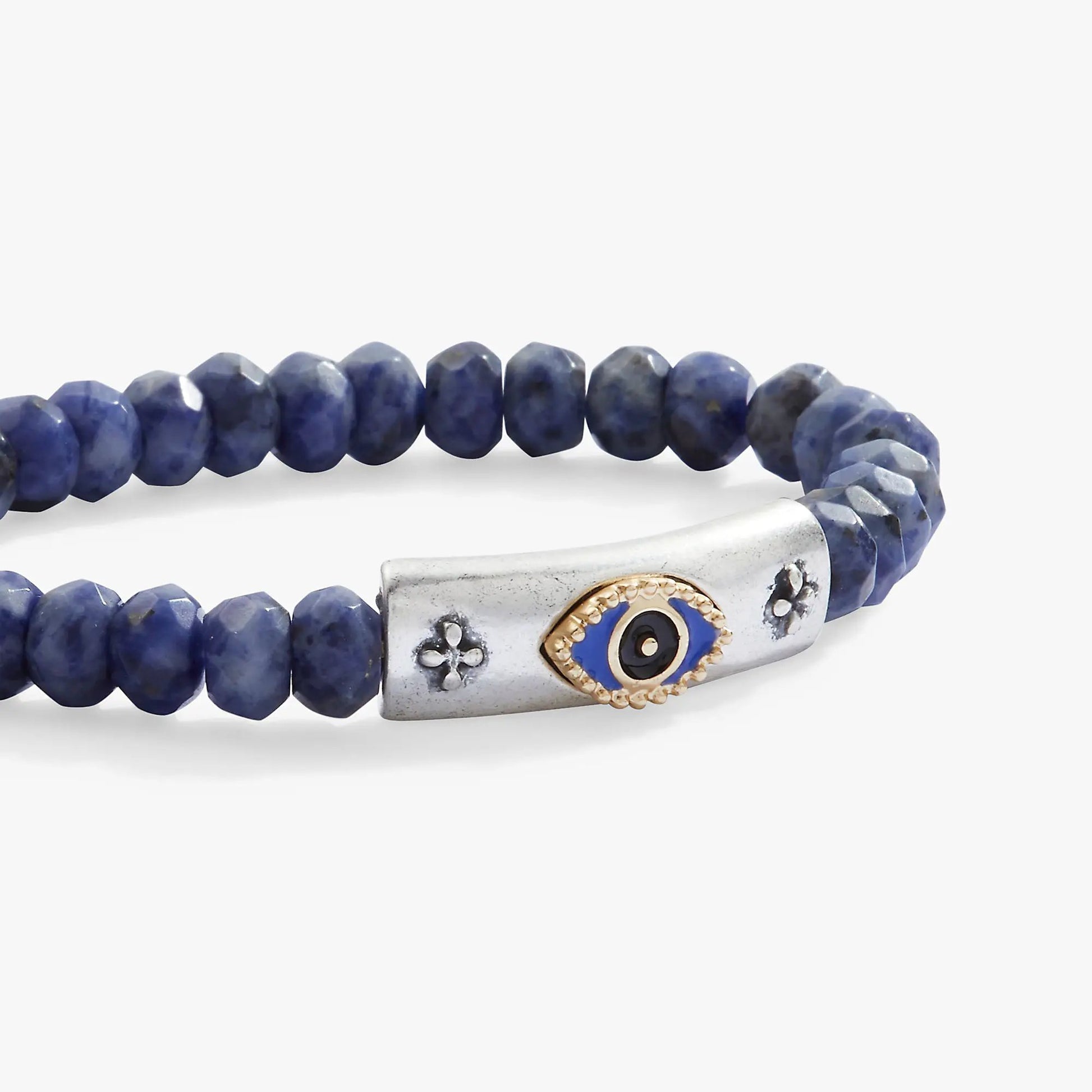 Antique Evil Eye Stretch Bracelet by ALEX AND ANI with blue gemstone beads and silver clasp on Tampa Home & Garden Store