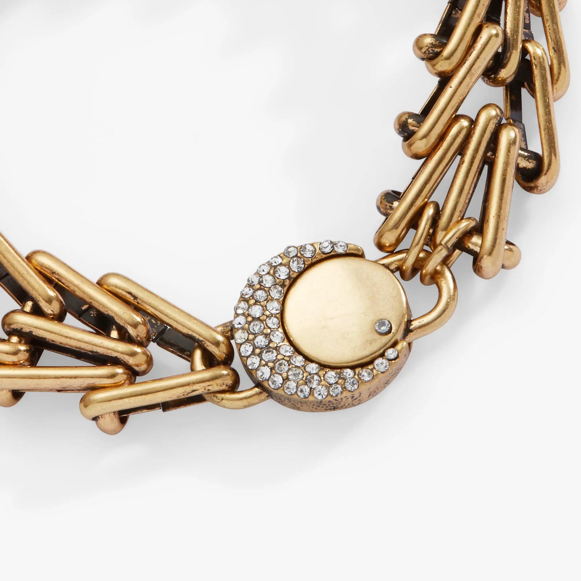 Wanderer Chain Statement Bracelet by ALEX AND ANI, gold-tone linked bracelet with crystal disk on Tampa Home & Garden Store