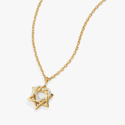 Star of David Heart Necklace Gold Plated
