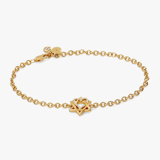 ALEX AND ANI Star of David Heart Bracelet, 14kt gold plated chain with Star of David charm on Tampa Home & Garden Store